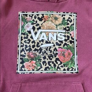 Vans Maroon Hoodie with Floral Leopard Print